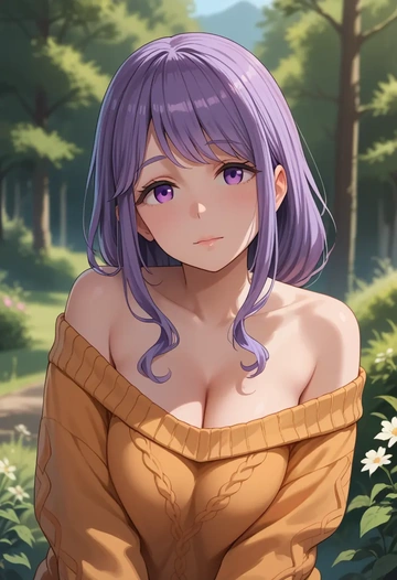 yurucamp,shima_rin,orange,sweater  - AI generated anime art