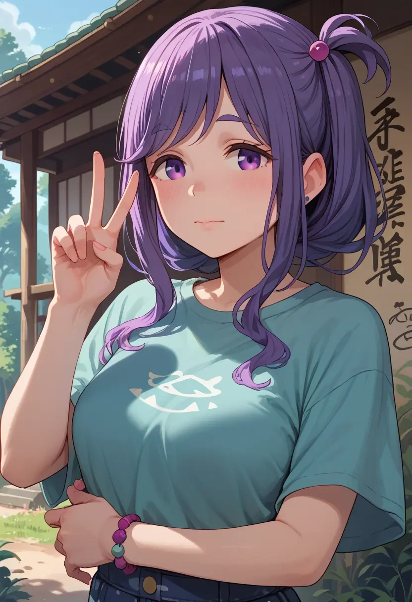 yurucamp,shima_rin,crop graffiti tee,dolphin shorts  - 