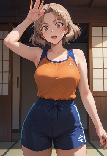 girls_und_panzer,shimada_arisu,athletic,shorts,sexy  - AI generated anime art