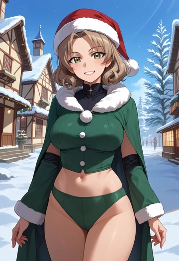 girls_und_panzer,shimada_arisu,Christmas,dress  - AI generated anime art