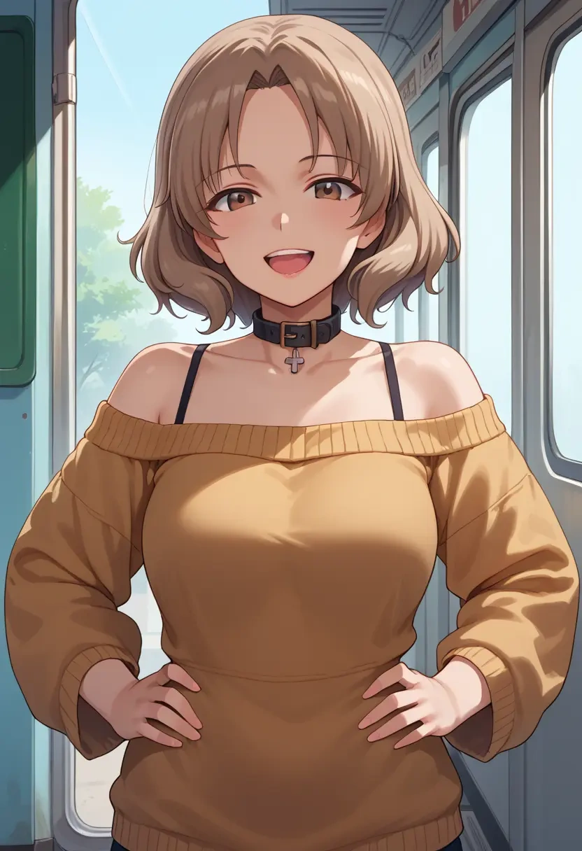 girls_und_panzer,shimada_arisu,sweater,off-shoulder,collar  - 