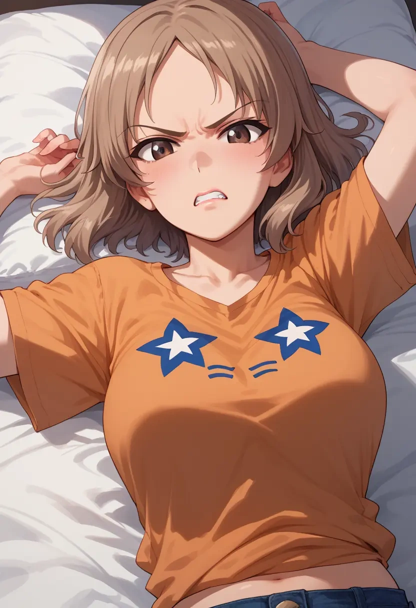 girls_und_panzer,shimada_arisu,pop art shirt,dolphin shorts  - 