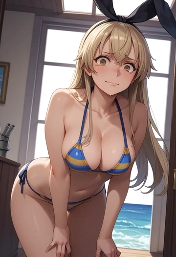 kantai_collection,shimakaze_(kancolle),bikini,rainbow-colored,sexy  - AI generated anime art