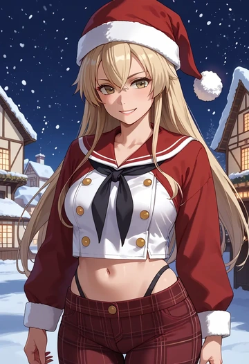 kantai_collection,shimakaze_(kancolle),Christmas,plaid trousers  - AI generated anime art