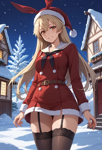 kantai_collection,shimakaze_(kancolle),sweater,stockings,Thigh garters  - AI generated anime art