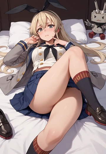 kantai_collection,shimakaze_(kancolle),winter,student uniform,blazer  - AI generated anime art