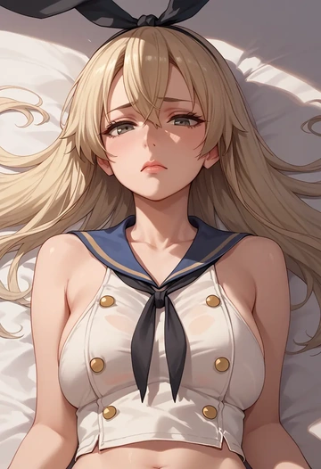 kantai_collection,shimakaze_(kancolle),sleeveless top,bike shorts  - AI generated anime art