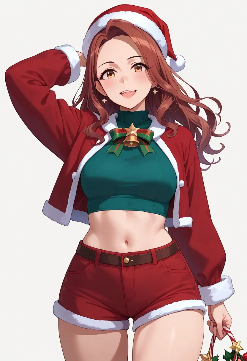 idolmaster,shimamura_uzuki,Christmas,red velvet shorts  - 