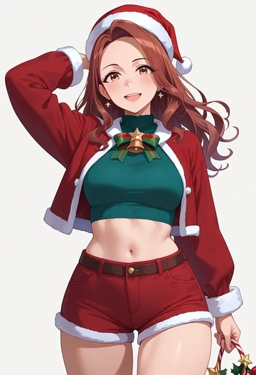 idolmaster,shimamura_uzuki,Christmas,red velvet shorts  - AI generated anime art