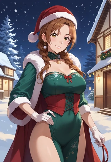 idolmaster,shimamura_uzuki,Christmas,dress  - AI generated anime art