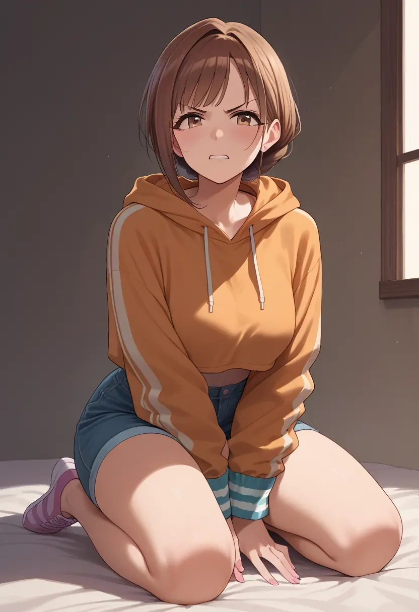 idolmaster,shimamura_uzuki,hoodie,cropped,high-waisted joggers  - 