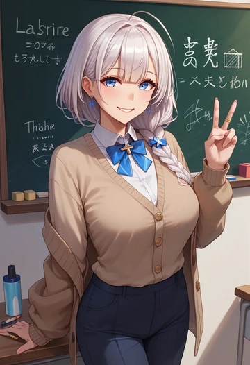 azur_lane,shinano_(azur_lane),teacher, sweater  - AI generated anime art