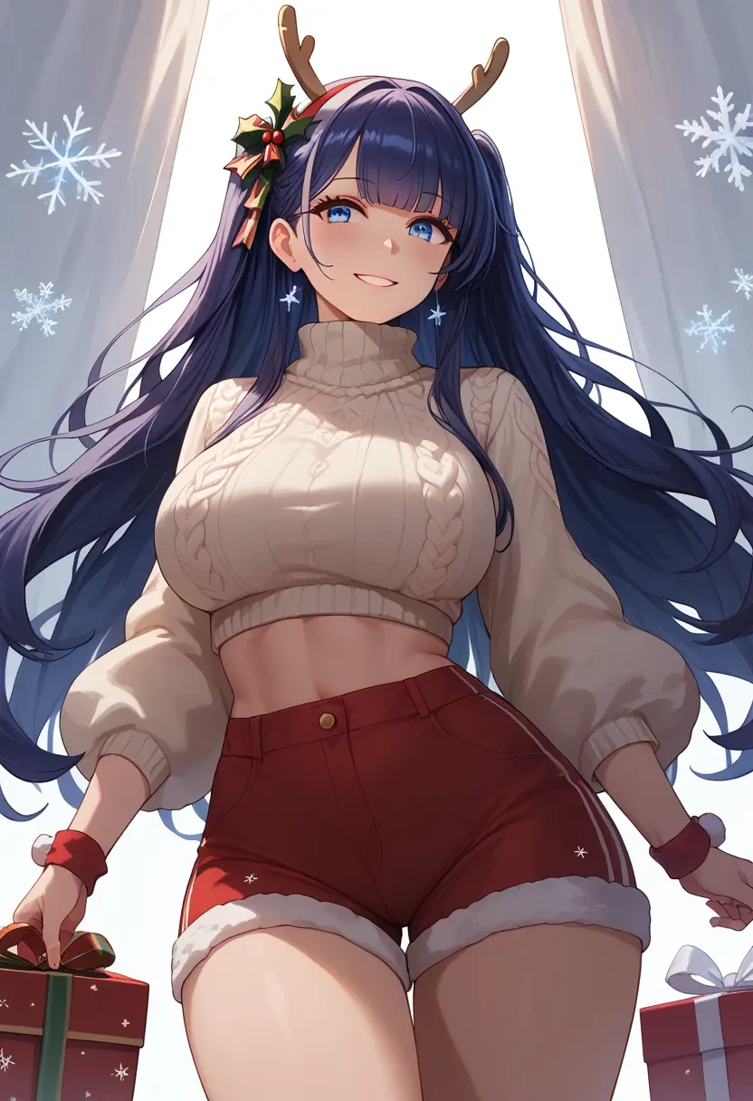 azur_lane,shinano_(azur_lane),Christmas,red velvet shorts,turtleneck sweater  - 