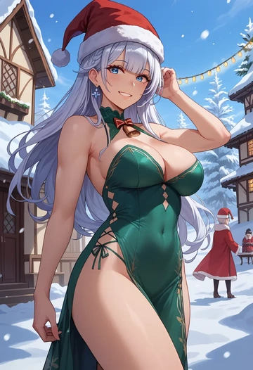 azur_lane,shinano_(azur_lane),Christmas,dress  - AI generated anime art