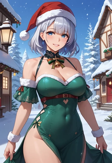 azur_lane,shinano_(azur_lane),Christmas,dress  - AI generated anime art