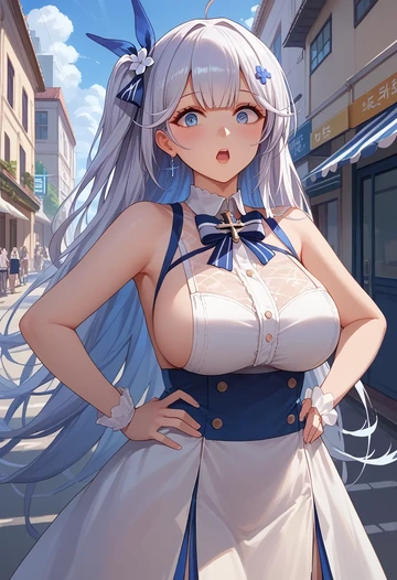 azur_lane,shinano_(azur_lane),mesh graffiti top,dolphin shorts  - AI generated anime art