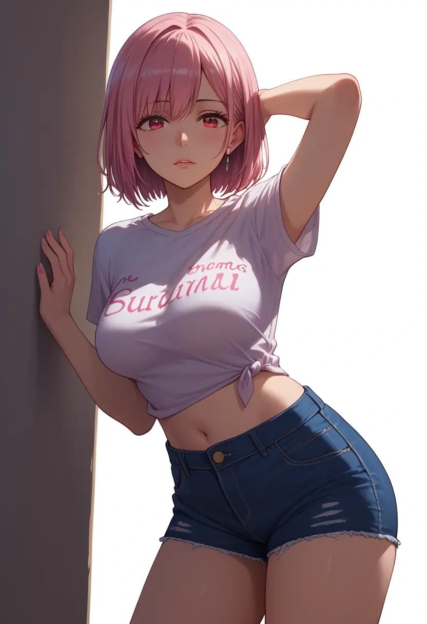 gridman_universe,shinjou_akane,denim shorts  - 