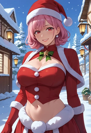 gridman_universe,shinjou_akane,Christmas,dress  - AI generated anime art