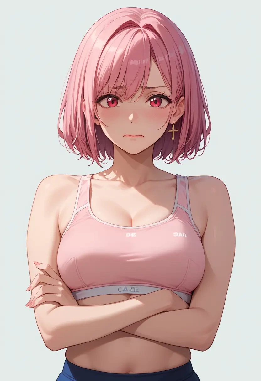 gridman_universe,shinjou_akane,sports bra,high-waisted leggings  - 