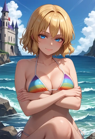 touhou,shinki_(touhou),bikini,rainbow-colored,sexy  - AI generated anime art