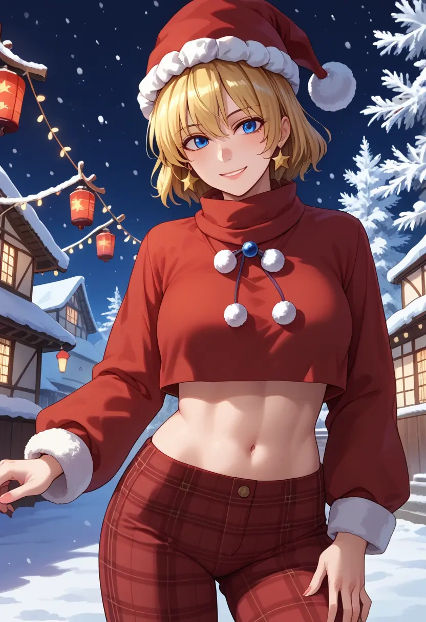 touhou,shinki_(touhou),Christmas,plaid trousers  - 