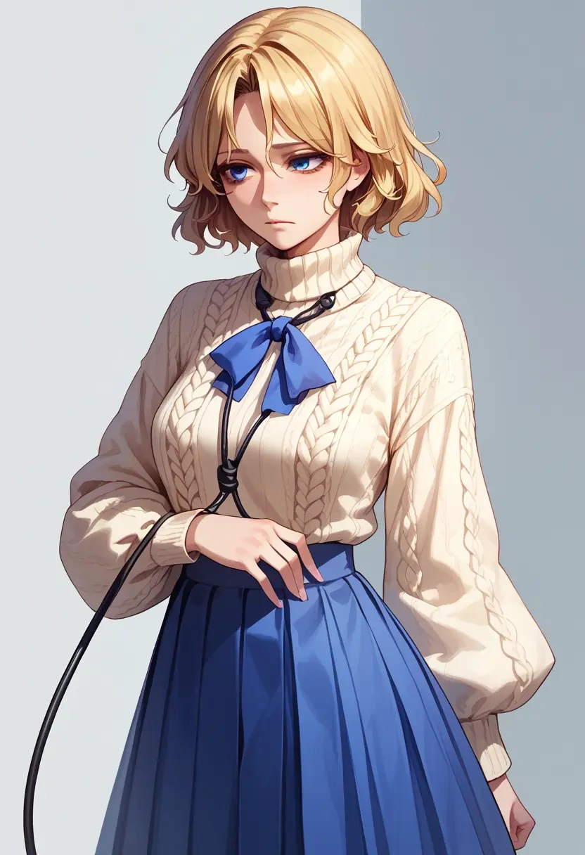 touhou,shinki_(touhou),sweater,cropped,pleated midi skirt  - 