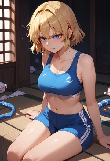 touhou,shinki_(touhou),sports bra,high-waisted leggings  - AI generated anime art