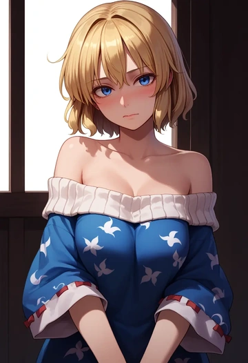 touhou,shinki_(touhou),sweater,off-shoulder,collar  - AI generated anime art