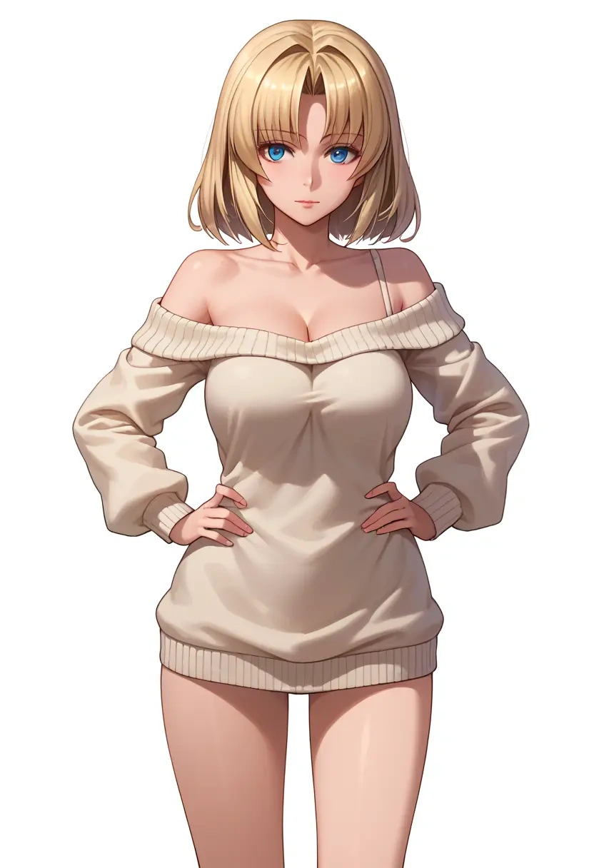 rozen_maiden,shinku,Hands on hips,off-shoulder,sweater  - 