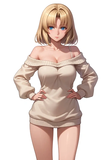 rozen_maiden,shinku,Hands on hips,off-shoulder,sweater  - AI generated anime art