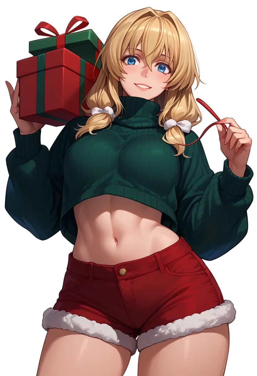 rozen_maiden,shinku,Christmas,red velvet shorts,turtleneck sweater  - 