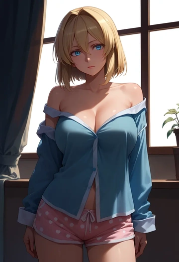 rozen_maiden,shinku,pajamas, low-waisted shorts  - AI generated anime art