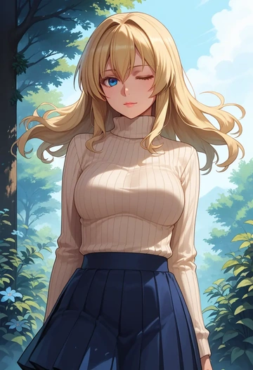 rozen_maiden,shinku,skirt,pleated,turtleneck sweater  - AI generated anime art