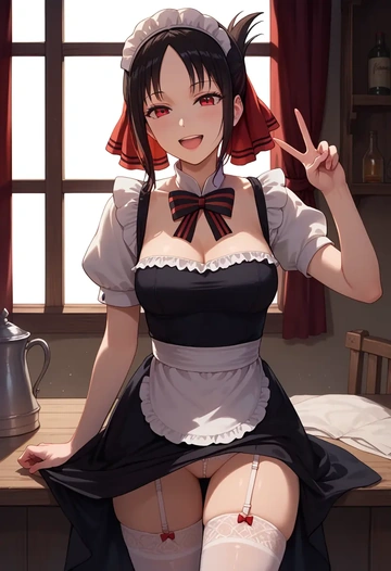 kaguya_sama_wa_kokurasetai,shinomiya_kaguya,maid, sexy, stockings,panties  - AI generated anime art