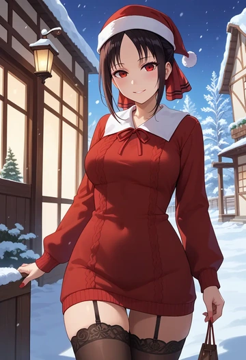 kaguya_sama_wa_kokurasetai,shinomiya_kaguya,sweater,stockings,Thigh garters  - AI generated anime art