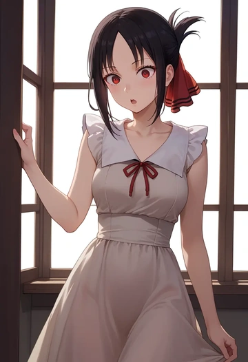 kaguya_sama_wa_kokurasetai,shinomiya_kaguya,haunted doll dress,lace gloves,ribbon choker  - AI generated anime art