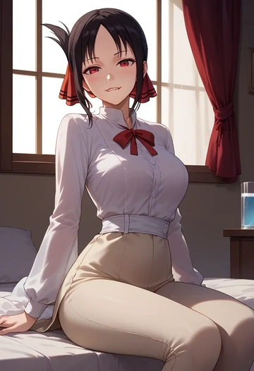 kaguya_sama_wa_kokurasetai,shinomiya_kaguya,pants,wide-leg,strappy top  - AI generated anime art