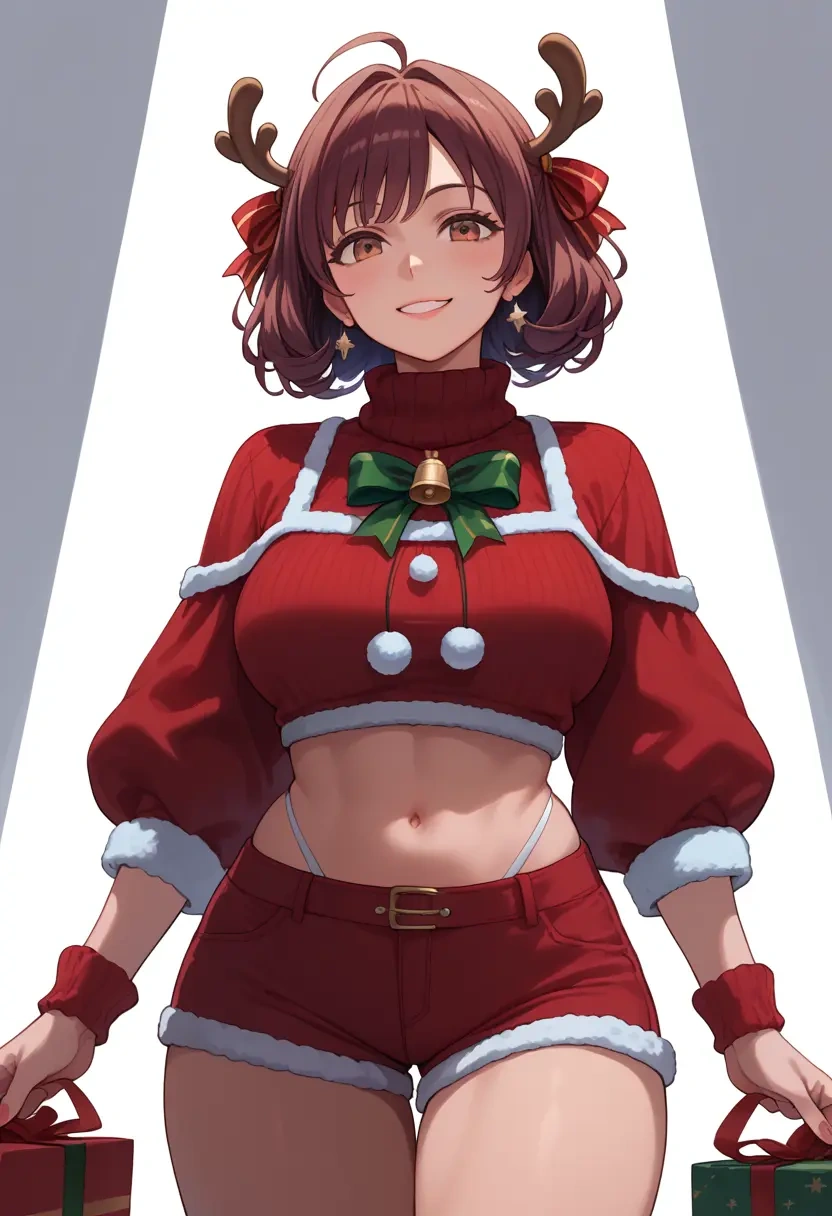 project_sekai,shinonome_ena,Christmas,red velvet shorts,turtleneck sweater  - 