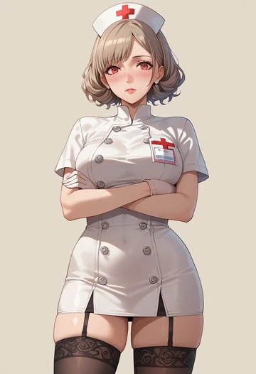 persona,shiomi_kotone,nurse pantyhose,mini skirt, sexy  - AI generated anime art