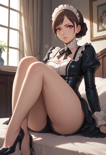 persona,shiomi_kotone,leather,shorts  - AI generated anime art