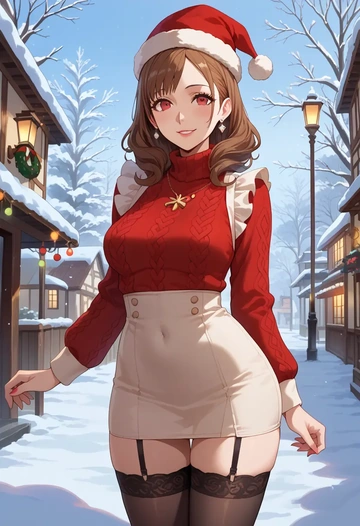 persona,shiomi_kotone,sweater,stockings,Thigh garters  - AI generated anime art