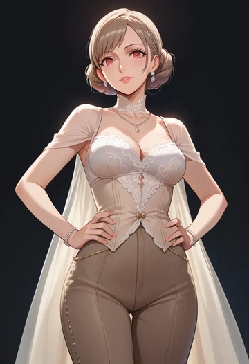 persona,shiomi_kotone,pants,wide-leg,strappy top  - AI generated anime art