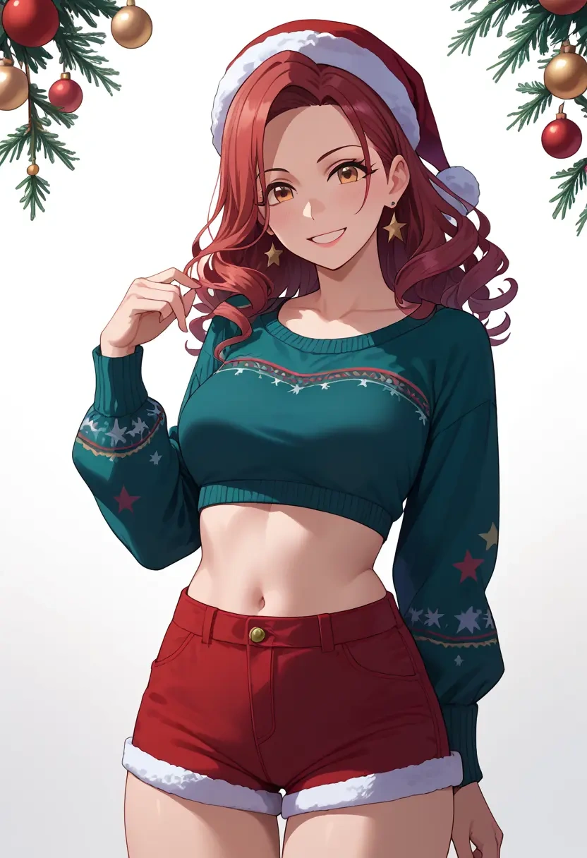 idolmaster,shiomi_syuko,Christmas,red velvet shorts  - 