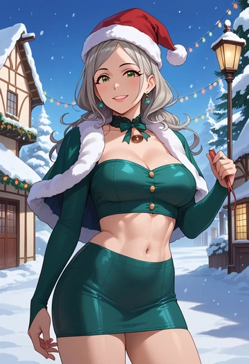 idolmaster,shiomi_syuko,Christmas,dress  - AI generated anime art