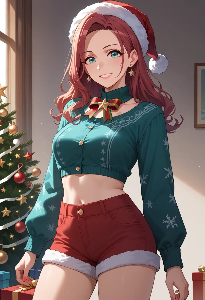 idolmaster,shiomi_syuko,Christmas,red velvet shorts  - 