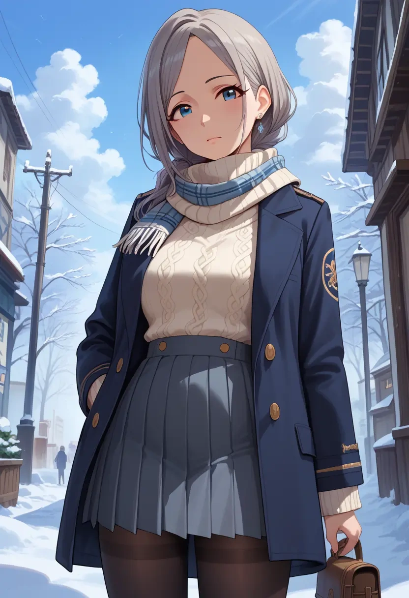 idolmaster,shiomi_syuko,winter,student uniform,puffer coat  - 