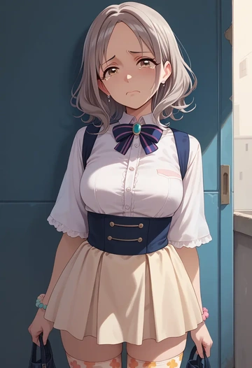 idolmaster,shiomi_syuko,shirt dress,belted,stockings  - AI generated anime art