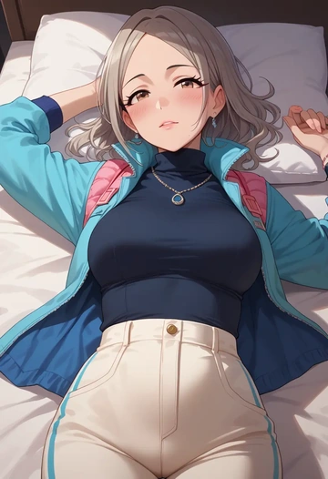 idolmaster,shiomi_syuko,vest,quilted,jogger pants  - AI generated anime art