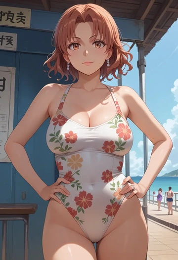 toaru_majutsu_no_index,shirai_kuroko,swimsuit,floral print  - AI generated anime art