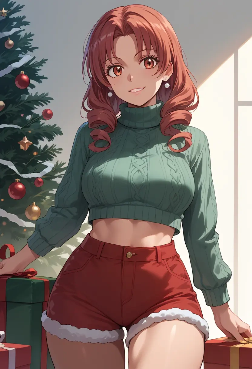 toaru_majutsu_no_index,shirai_kuroko,Christmas,red velvet shorts,turtleneck sweater  - 